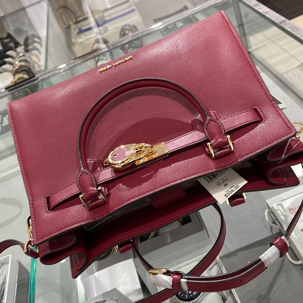 MICHAEL KORS HAMILTON MEDIUM SATCHEL DARK CHERRY COLOR - Picture 10 of 16
